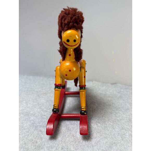 Vintage Wooden Rocking Horse Figurine by Lucie Sable Imports Ltd Taiwan 1980s - Picture 2 of 9